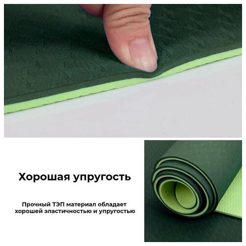 Килимок для йоги та фітнесу Power System Yoga Mat Premium PS-4060 Green фото №8