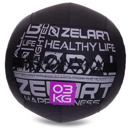 М'яч набивний для кросфіту волбол Zelart Wall Ball FI-2637 3кг Чорний (56363199) фото №1