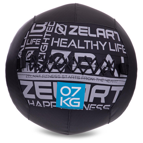 М'яч набивний для кросфіту волбол Zelart Wall Ball FI-2637 7кг Чорний (56363199) фото №1