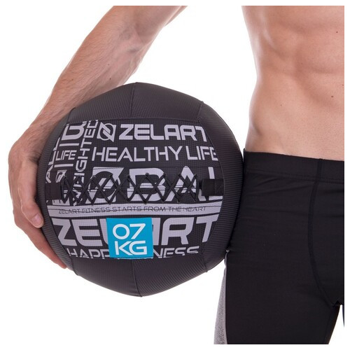 М'яч набивний для кросфіту волбол Zelart Wall Ball FI-2637 7кг Чорний (56363199) фото №5