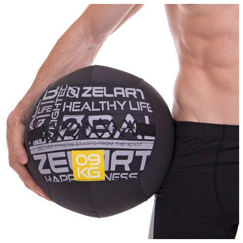 М'яч набивний для кросфіту волбол Zelart Wall Ball FI-2637 9кг Чорний (56363199) фото №5
