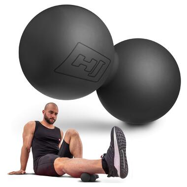 Силіконовий масажний подвійний мяч 63 мм Hop-Sport HS-S063DMB чорний (5902308222670) фото №4