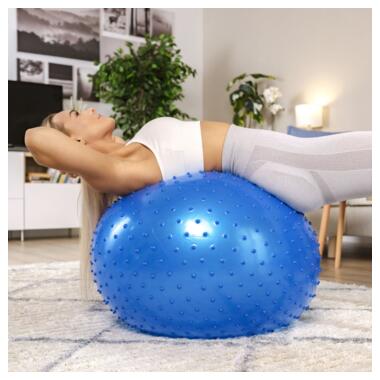 Фітбол масажний Hop-Sport 65 см блакитний + насос (5902308230316) фото №7