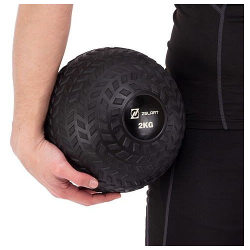 М'яч набивний слембол для кросфіту рифлений FDSO Slam Ball FI-7474 2кг Чорний (56508115) фото №4