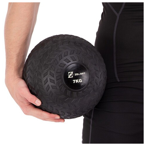 М'яч набивний слембол для кросфіту рифлений FDSO Slam Ball FI-7474 7кг Чорний (56508115) фото №4