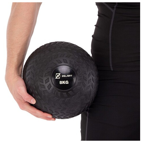 М'яч набивний слембол для кросфіту рифлений FDSO Slam Ball FI-7474 8кг Чорний (56508115) фото №4