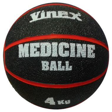 Медичний м'яч Vinex Rehabilitation 4 кг чорно-червоний (VMB-L004 - 8477) (M-1357296) фото №1