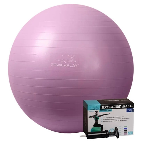 М'яч для фітнесу PowerPlay 4001 із насосом 75 см Purple фото №1