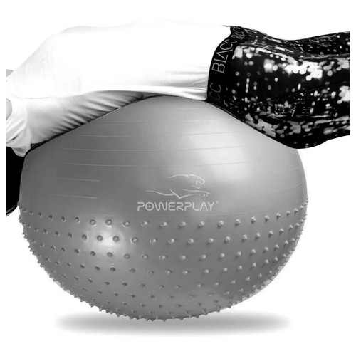 М'яч для фітнесу PowerPlay 4003 із насосом 65 см Light Grey фото №4