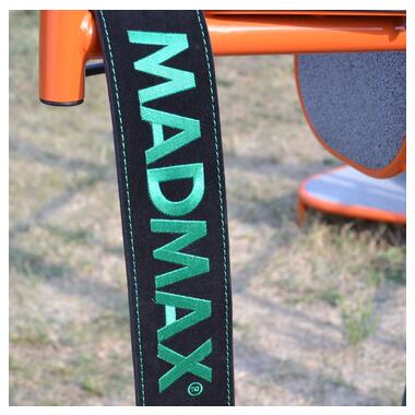 Пояс для важкої атлетики MadMax MFB-301 Suede Single Prong шкіряний Black/Green L фото №5