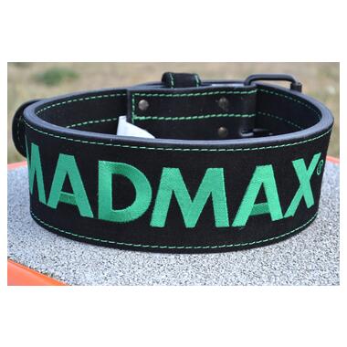 Пояс для важкої атлетики MadMax MFB-301 Suede Single Prong шкіряний Black/Green L фото №3