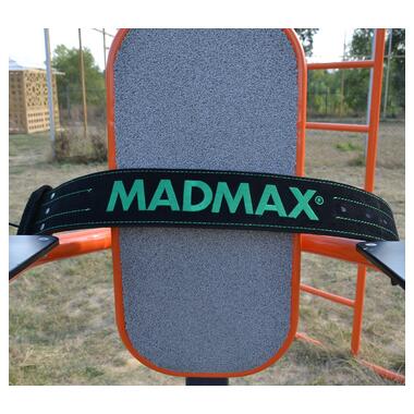 Пояс для важкої атлетики MadMax MFB-301 Suede Single Prong шкіряний Black/Green L фото №10