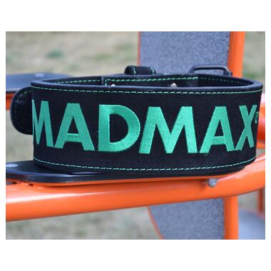 Пояс для важкої атлетики MadMax MFB-301 Suede Single Prong шкіряний Black/Green L фото №9