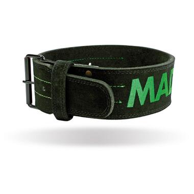 Пояс для важкої атлетики MadMax MFB-301 Suede Single Prong шкіряний Black/Green L фото №1