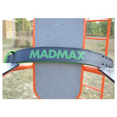 Пояс для важкої атлетики MadMax MFB-302 Quick Release Belt  шкіряний Black/Green L фото №8