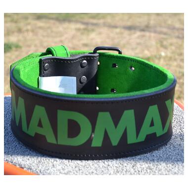 Пояс для важкої атлетики MadMax MFB-302 Quick Release Belt  шкіряний Black/Green L фото №5