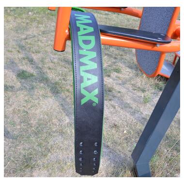 Пояс для важкої атлетики MadMax MFB-302 Quick Release Belt  шкіряний Black/Green L фото №3