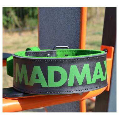 Пояс для важкої атлетики MadMax MFB-302 Quick Release Belt  шкіряний Black/Green L фото №2