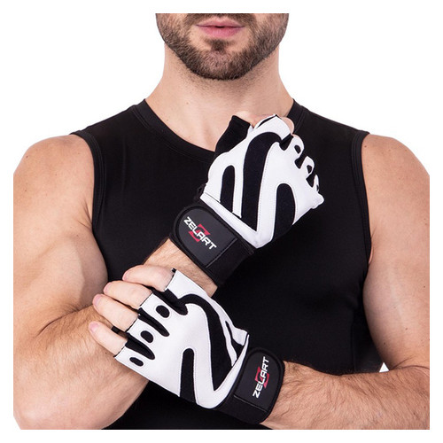 Рукавички для важкої атлетики Zelart SB-161070 S Чорно-білий (07363044) фото №5