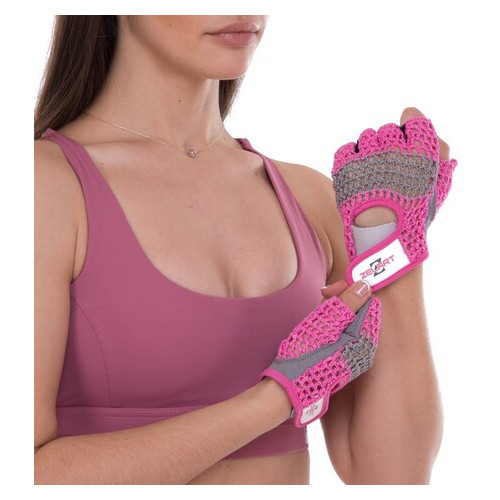 Рукавички для фітнесу жіночі Zelart SB-161954 S Рожево-сірий (07363075) фото №7