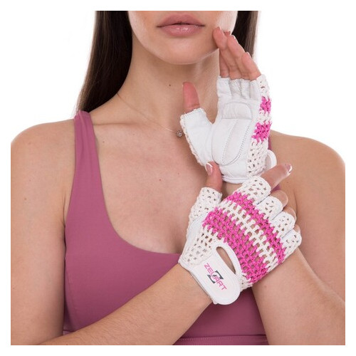 Рукавички для фітнесу жіночі Zelart SB-161958 S Біло-рожевий (07363073) фото №6