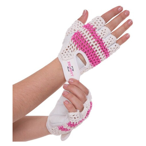Рукавички для фітнесу жіночі Zelart SB-161958 S Біло-рожевий (07363073) фото №2