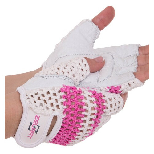 Рукавички для фітнесу жіночі Zelart SB-161958 S Біло-рожевий (07363073) фото №3
