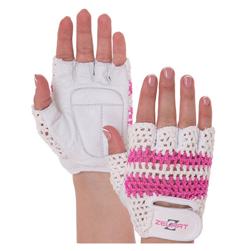 Рукавички для фітнесу жіночі Zelart SB-161958 S Біло-рожевий (07363073) фото №1