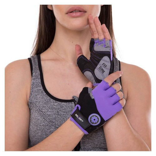 Рукавички для фітнесу жіночі Zelart SB-161727 XS Чорно-фіолетовий (07363081) фото №5
