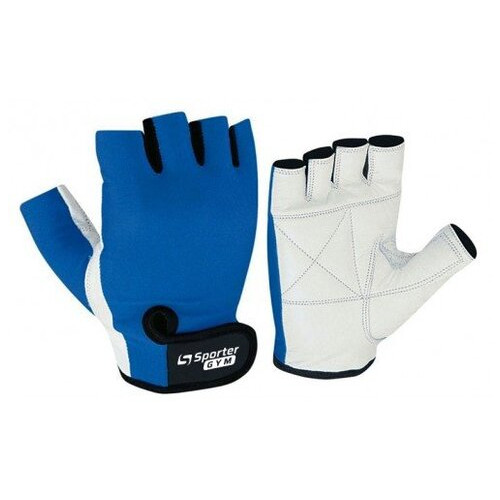 Жіночі рукавички для фітнесу Sporter MFG-204.4AS біло-блакитні фото №1