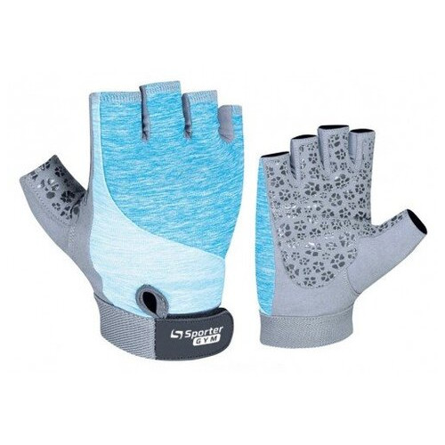 Жіночі рукавички для фітнесу Sporter MFG-235.7AS сіро-блакитні фото №1