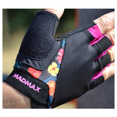 Рукавички для фітнесу MadMax MFG-770 Flower Power Gloves Black/Pink S фото №5