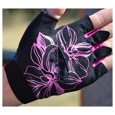 Рукавички для фітнесу MadMax MFG-770 Flower Power Gloves Black/Pink S фото №6