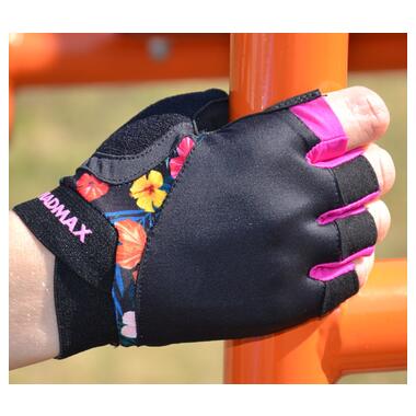 Рукавички для фітнесу MadMax MFG-770 Flower Power Gloves Black/Pink S фото №8