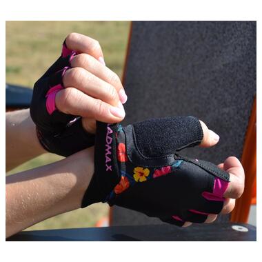Рукавички для фітнесу MadMax MFG-770 Flower Power Gloves Black/Pink S фото №9