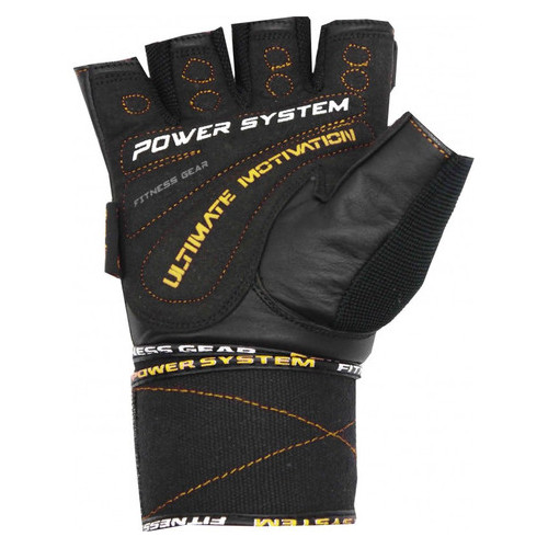Рукавички для важкої атлетики Power System Ultimate Motivation PS-2810 XL Black Yellow Line фото №3