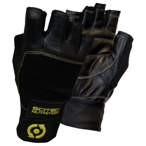 Рукавички для тренажерного залу Scitec Nutrition Yellow Leather Style L Чорно-жовтий (07087007) фото №1