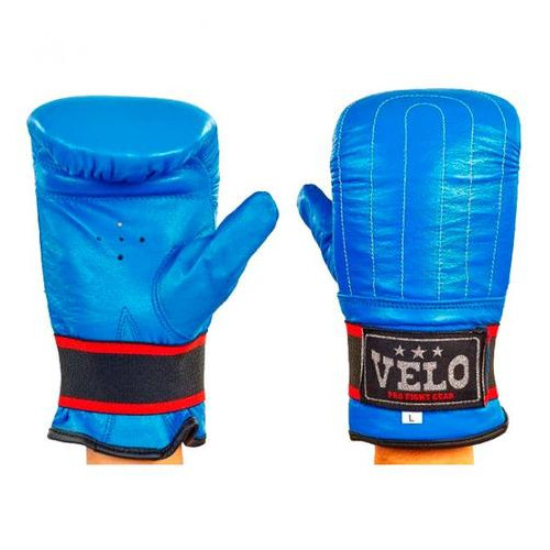 Снарядні рукавички Velo з еластичним манжетом на липучці синій шкіра (4004ULIZ-L) фото №1