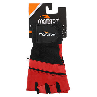 Рукавички для важкої атлетики Maraton MAR-504 XL Чорно-бордовий (07446045) фото №7