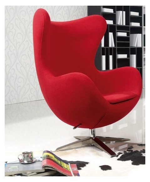 Кресло SDM Эгг (Egg) с наклонной спинкой поворотное кожзам Красное фото №2