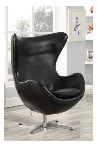 Кресло SDM Эгг (Egg) с наклонной спинкой поворотное кожзам Черное фото №2