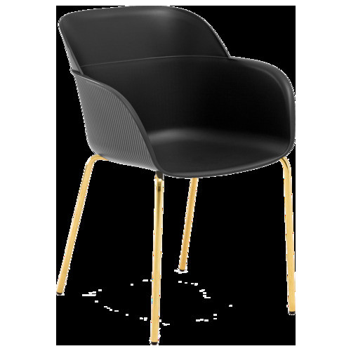 Крісло Tilia Shell-MG ніжки металеві золото, чорне сидіння фото №1