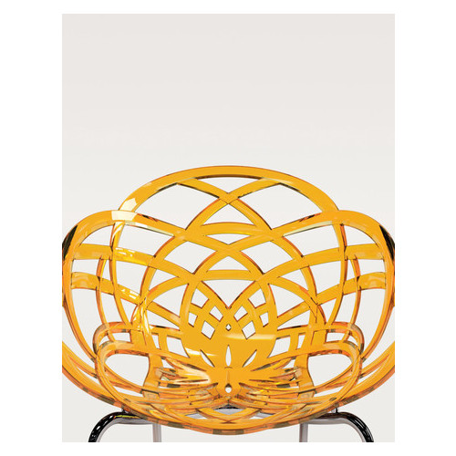 Крісло Papatya Flora-ML прозоро-жовте сидіння, ніжки хром фото №2