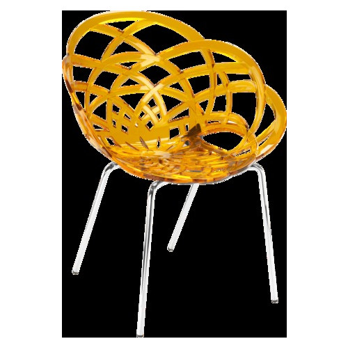 Крісло Papatya Flora-ML прозоро-жовте сидіння, ніжки хром фото №1