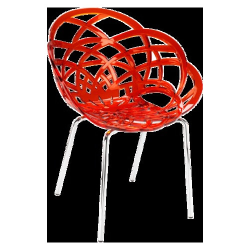 Крісло Papatya Flora-ML прозоро-червоне сидіння, ніжки хром фото №1