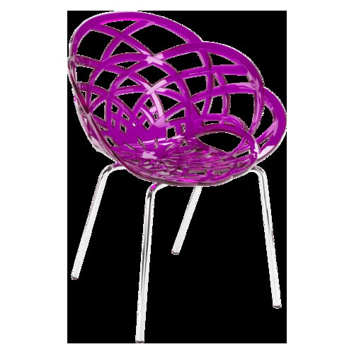 Крісло Papatya Flora-ML прозоро-пурпурне сидіння, ніжки хром фото №1