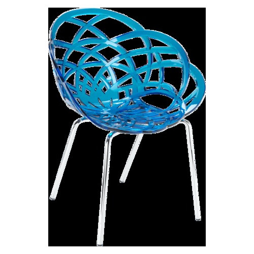 Крісло Papatya Flora-ML прозоро-синє сидіння, ніжки хром фото №1