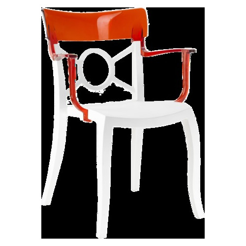 Крісло Papatya Opera-K біле сидіння, верх прозоро-червоний фото №1