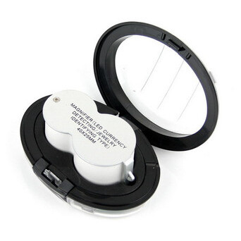 Ювелірна лупа Magnifier 9888 з LED підсвічуванням та ультрафіолетом 40Х збільшення діаметр 25 мм фото №3