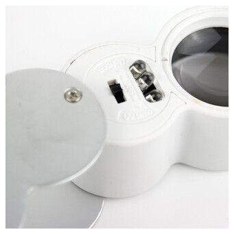 Ювелірна лупа Magnifier 9888 з LED підсвічуванням та ультрафіолетом 40Х збільшення діаметр 25 мм фото №2